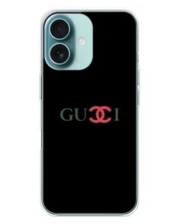 Чехол для iPhone 16 Plus с картинкой «Gucci — красный градиент»