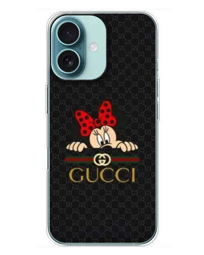 Чехол для iPhone 16 Plus с картинкой «Минни Маус Gucci — черный» Чехол для iPhone 16 Plus с картинкой «Минни Маус Gucci — черный»