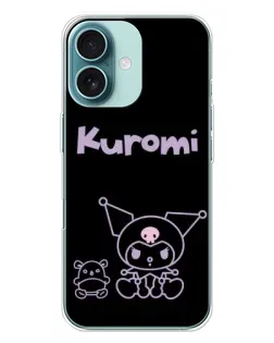 Чехол для iPhone 16 Plus с картинкой «Kuromi — черный минимализм» Чехол для iPhone 16 Plus с картинкой «Kuromi — черный минимализм»