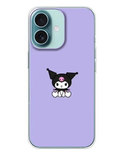 Чохол для iPhone 16 Plus з картинкою «Kuromi — фіолетовий мінімалізм»