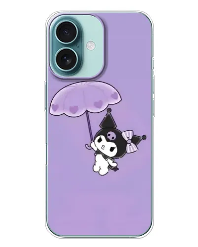 Чохол для iPhone 16 Plus з картинкою «Kuromi з парасолькою»