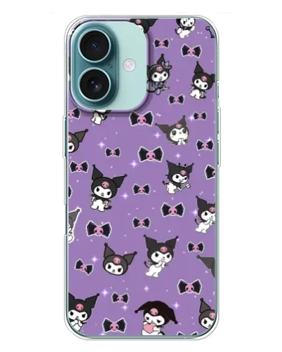 Чохол для iPhone 16 Plus з картинкою «Kuromi — патерн»