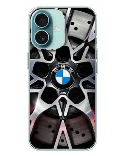 Чехол для iPhone 16 Plus с картинкой «BMW — деталь диска» Чехол для iPhone 16 Plus с картинкой «BMW — деталь диска»