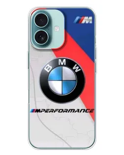 Чехол для iPhone 16 Plus с картинкой «BMW Performance стиль»