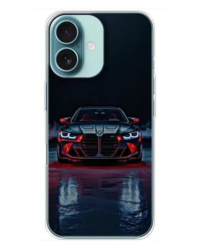 Чехол для iPhone 16 Plus с картинкой «BMW на мокрой дороге» Чехол для iPhone 16 Plus с картинкой «BMW на мокрой дороге»