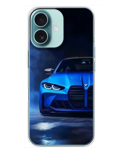 Чехол для iPhone 16 Plus с картинкой «Голубая BMW M4» Чехол для iPhone 16 Plus с картинкой «Голубая BMW M4»
