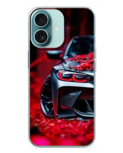 Чехол для iPhone 16 Plus с картинкой «Спортивная BMW и цветы» Чехол для iPhone 16 Plus с картинкой «Спортивная BMW и цветы»