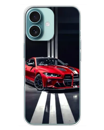 Чехол для iPhone 16 Plus с картинкой «Красная BMW на дороге» Чехол для iPhone 16 Plus с картинкой «Красная BMW на дороге»