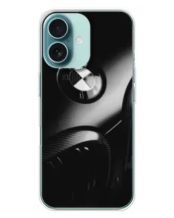 Чехол для iPhone 16 Plus с картинкой «Эмблема BMW — макро»