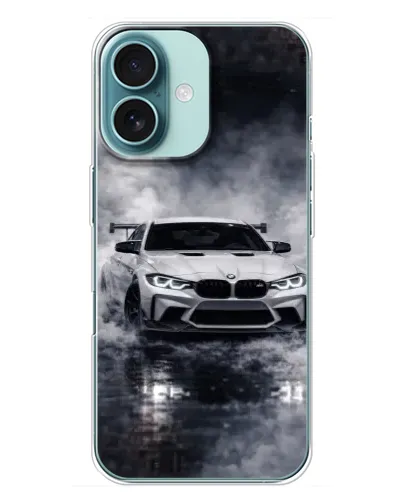 Чехол для iPhone 16 Plus с картинкой «BMW сквозь туман» Чехол для iPhone 16 Plus с картинкой «BMW сквозь туман»