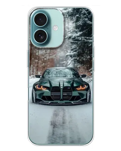 Чехол для iPhone 16 Plus с картинкой «BMW в зимнем лесу» Чехол для iPhone 16 Plus с картинкой «BMW в зимнем лесу»