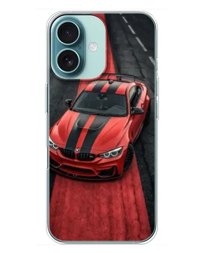 Чехол для iPhone 16 Plus с картинкой «BMW на красной дорожке» Чехол для iPhone 16 Plus с картинкой «BMW на красной дорожке»
