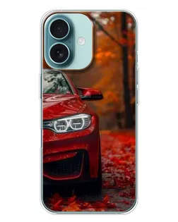 Чехол для iPhone 16 Plus с картинкой «Осенняя BMW M4»
