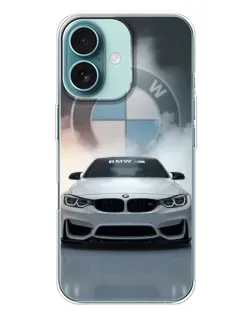 Чохол для iPhone 16 Plus з картинкою «BMW в білому диму»