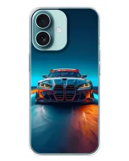 Чохол для iPhone 16 Plus з картинкою «BMW — вогні неону»