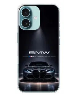 Чохол для iPhone 16 Plus з картинкою «BMW крізь нічне місто»