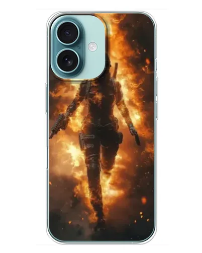 Чехол для iPhone 16 Plus с картинкой «BMW — скорость в дожде»