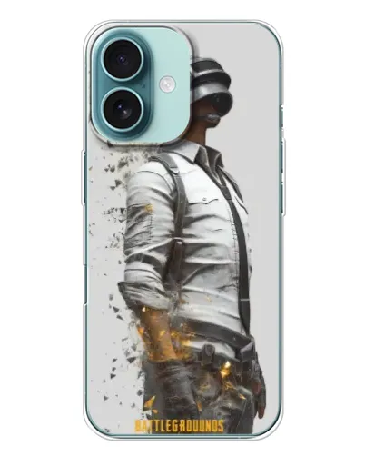 Чехол для iPhone 16 Plus с картинкой «PUBG — боец в пыли»