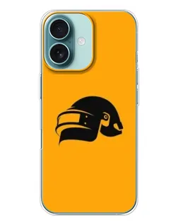 Чехол для iPhone 16 Plus с картинкой «PUBG — золотой шлем»