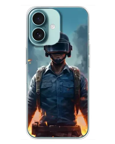 Чехол для iPhone 16 Plus с картинкой «PUBG — реалистичный герой»