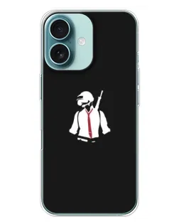 Чехол для iPhone 16 Plus с картинкой «PUBG — силуэт воина»