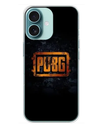 Чехол для iPhone 16 Plus с картинкой «PUBG — золотой логотип»
