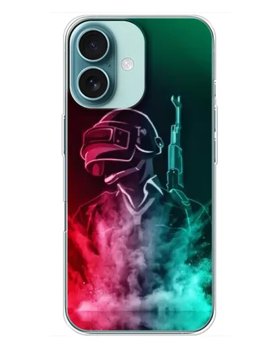 Чехол для iPhone 16 Plus с картинкой «PUBG — огненный воин»