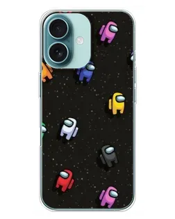 Чехол для iPhone 16 Plus с картинкой «Космический паттерн Among Us»