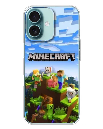 Чохол для iPhone 16 Plus з картинкою «Minecraft класичний світ»