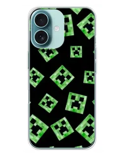 Чохол для iPhone 16 Plus з картинкою «Паттерн з кріперами» Чохол для iPhone 16 Plus з картинкою «Паттерн з кріперами»