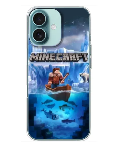 Чохол для iPhone 16 Plus з картинкою «Minecraft льодянийсвіт»