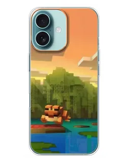 Чохол для iPhone 16 Plus з картинкою «Майнкрафт захід сонця» Чохол для iPhone 16 Plus з картинкою «Майнкрафт захід сонця»