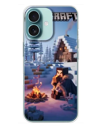 Чохол для iPhone 16 Plus з картинкою «Зимовий Minecraft»