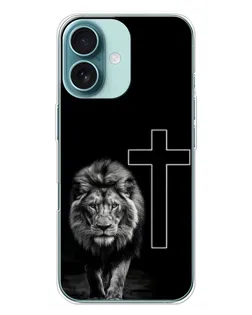 Чохол для iPhone 16 Plus з картинкою «Лев та Хрест»