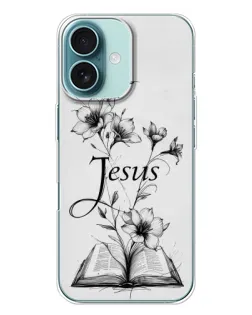 Чохол для iPhone 16 Plus з картинкою «Квіти та Біблія»