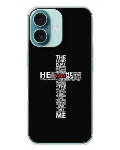 Чехол для iPhone 16 Plus с картинкой «Текстовый крест» Чехол для iPhone 16 Plus с картинкой «Текстовый крест»