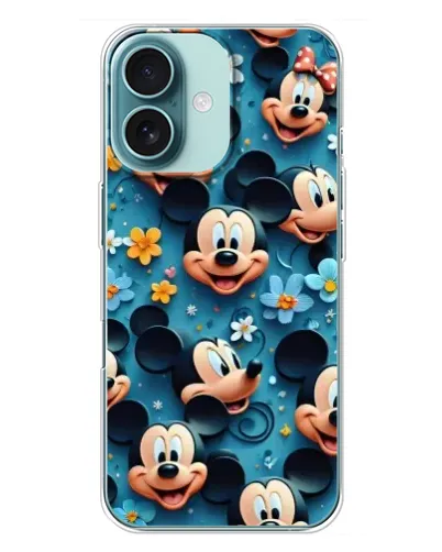 Чехол для iPhone 16 Plus с картинкой «Паттерн Микки и Минни»