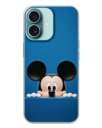 Чехол для iPhone 16 Plus с картинкой «Микки выглядывает»