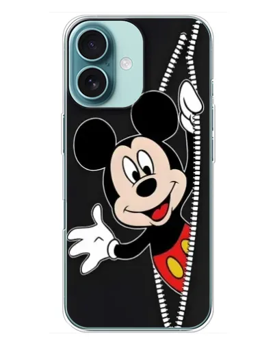 Чехол для iPhone 16 Plus с картинкой «Микки раздвигает стены»