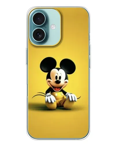 Чехол для iPhone 16 Plus с картинкой «Микки на желтом»