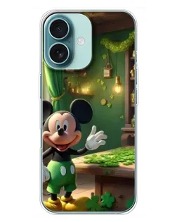 Чехол для iPhone 16 Plus с картинкой «Микки в мастерской»