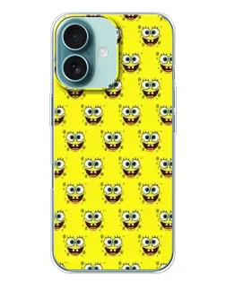 Чехол для iPhone 16 Plus с картинкой «Паттерн Губка Боб»