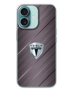 Чохол для iPhone 16 Plus з картинкою «Металева текстура Tesla»