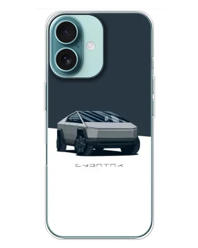 Чохол для iPhone 16 Plus з картинкою «Сріблястий Cybertruck Tesla»