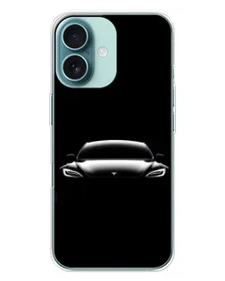 Чохол для iPhone 16 Plus з картинкою «Фари Tesla Night»