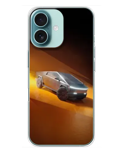 Чохол для iPhone 16 Plus з картинкою «Cybertruck у пустелі»
