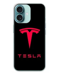 Чохол для iPhone 16 Plus з картинкою «Tesla Red Logo»