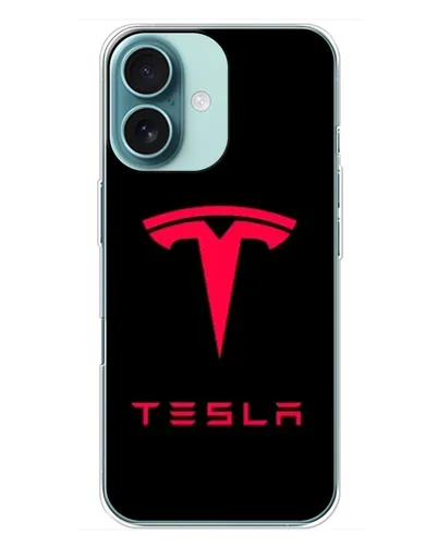 Чохол для iPhone 16 Plus з картинкою «Tesla Red Logo»