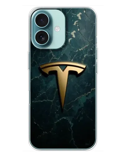 Чохол для iPhone 16 Plus з картинкою «Мармурова Tesla Gold»