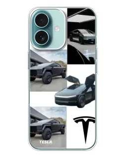 Чохол для iPhone 16 Plus з картинкою «Колаж Cybertruck Tesla»